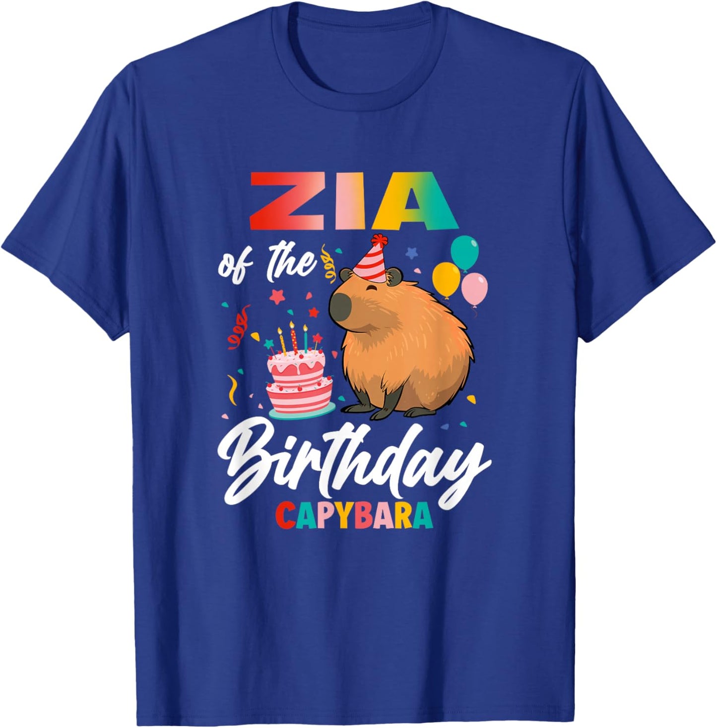Zia of The Birthday Capybara Girl Bday Party Family T-Shirt - T-Shirt | Royal