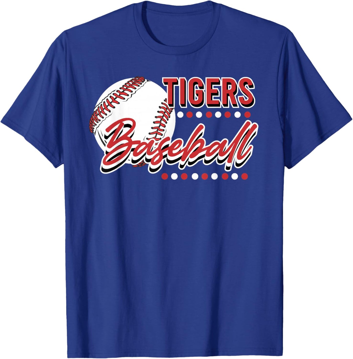 Tigers Baseball Mom Game Day School Spirit Red Tiger Pride T-Shirt - T-Shirt | Royal