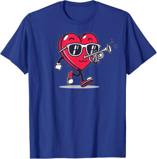 Trumpet Heart Player Trumpetist Valentine's Day Sunglasses T-Shirt - T-Shirt | Royal
