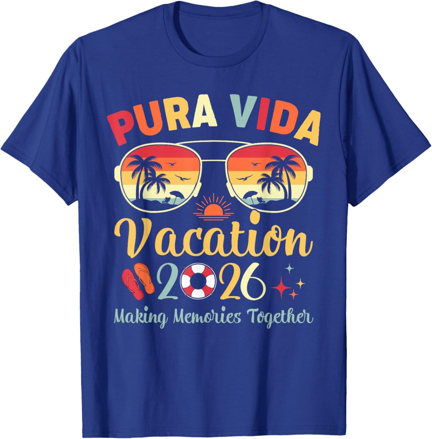 Pura Vida Beach Vacation 2026 Family Trip Summer Vibes T-Shirt - T-Shirt | Royal