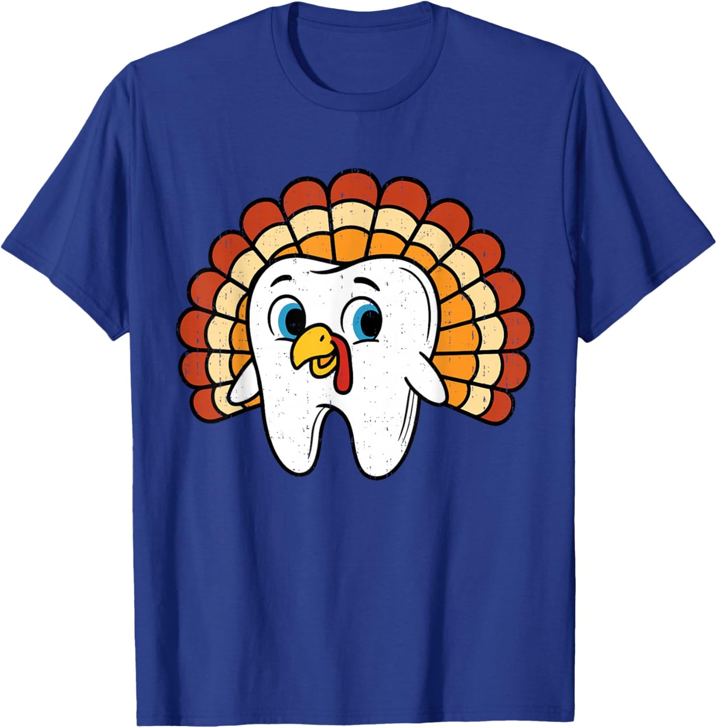 Funny Tooth Turkey Dentist Thanksgiving Fall Dental Hygiene T-Shirt - T-Shirt | Royal