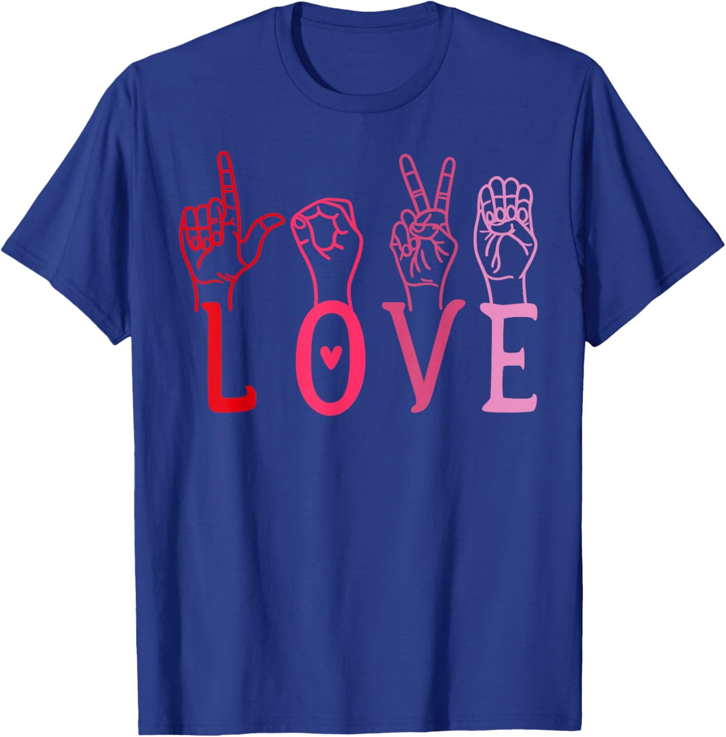Love ASL Hand Sign Valentine Vintage Design T-Shirt - T-Shirt | Royal