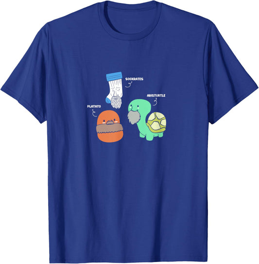 Sockrate Platato Aristurtle Philosophers Funny Philosophy T-Shirt - T-Shirt | Royal