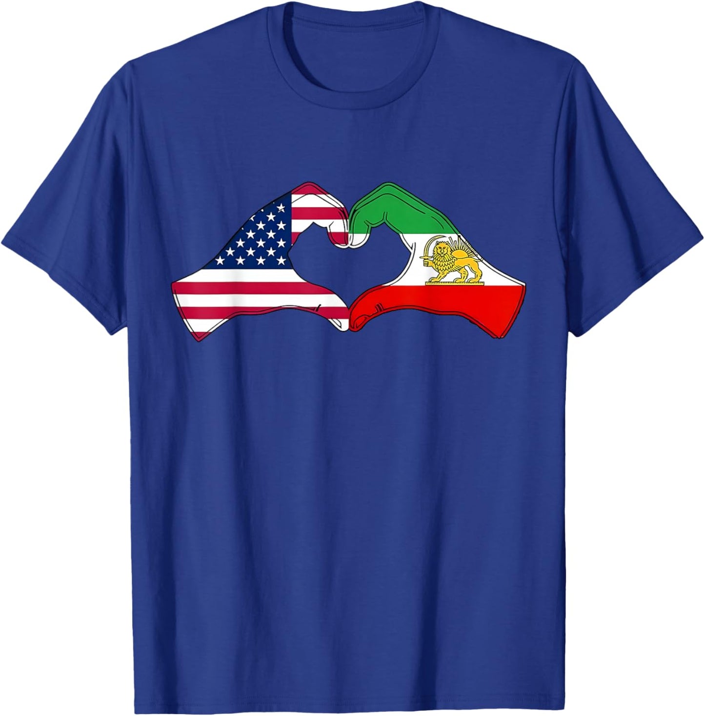 Persian American Flag USA Persia Heritage Heart T-Shirt - T-Shirt | Royal