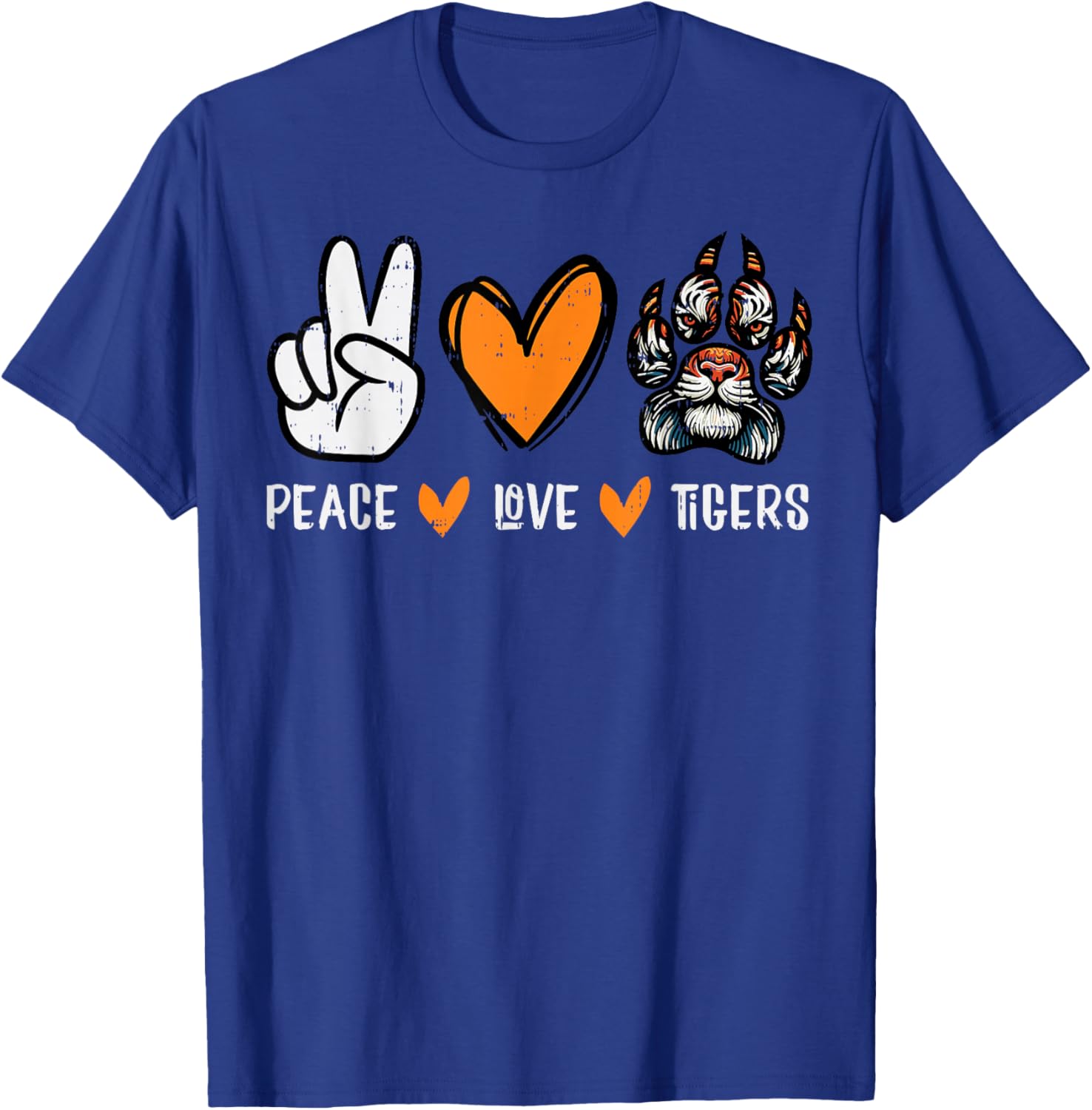 Peace Love Tigers Men Women Kids Boys Youth Teen Girls T-Shirt - T-Shirt | Royal