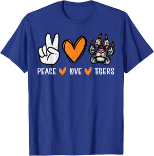 Peace Love Tigers Men Women Kids Boys Youth Teen Girls T-Shirt - T-Shirt | Royal