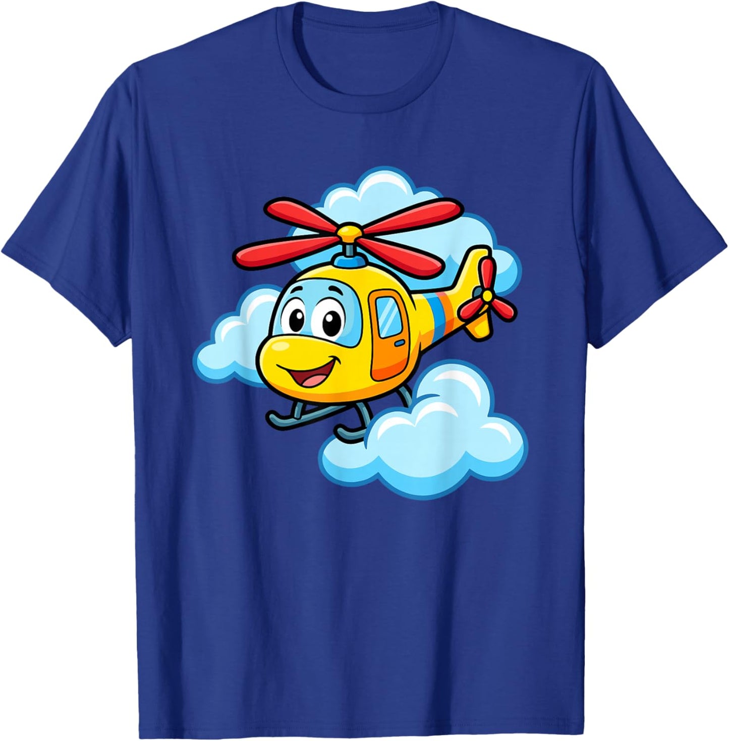 Cute Yellow Cartoon Helicopter Funny Chopper Kids Aviation T-Shirt - T-Shirt | Royal