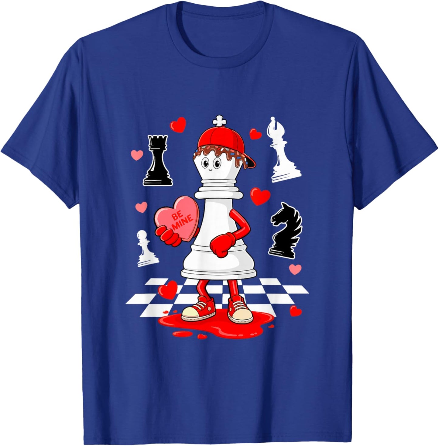Chess Equipment Player Valentine Hearts Costume Dripped T-Shirt - T-Shirt | Royal
