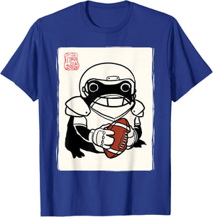 Japanese Grumpy Frog Football Player Funny Football T-Shirt - T-Shirt | Royal