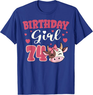 Cow 74th Birthday Girl Party Moo Barn Animal Farmyard Vet T-Shirt - T-Shirt | Royal
