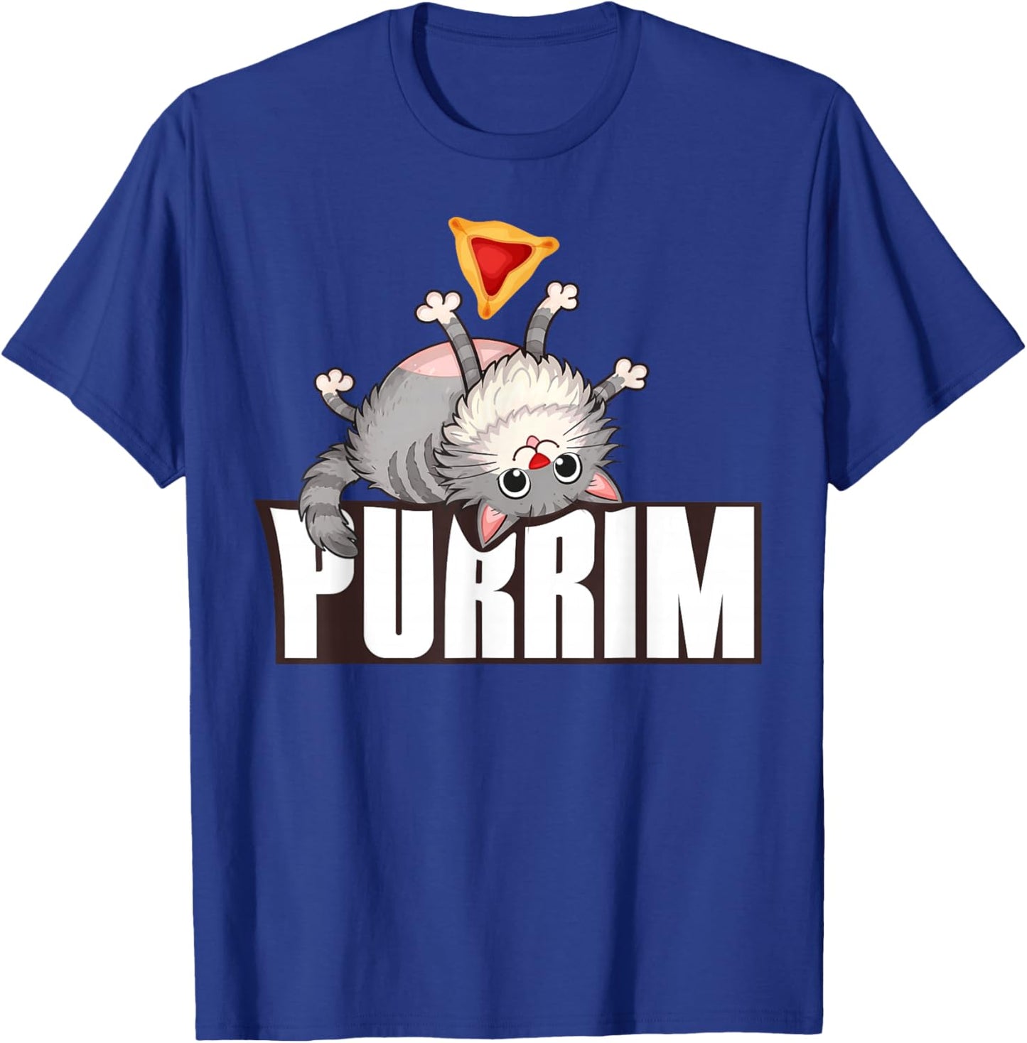 Funny Purrim Cat & Hamantash Jewish Holidays Happy Purim T-Shirt - T-Shirt | Royal