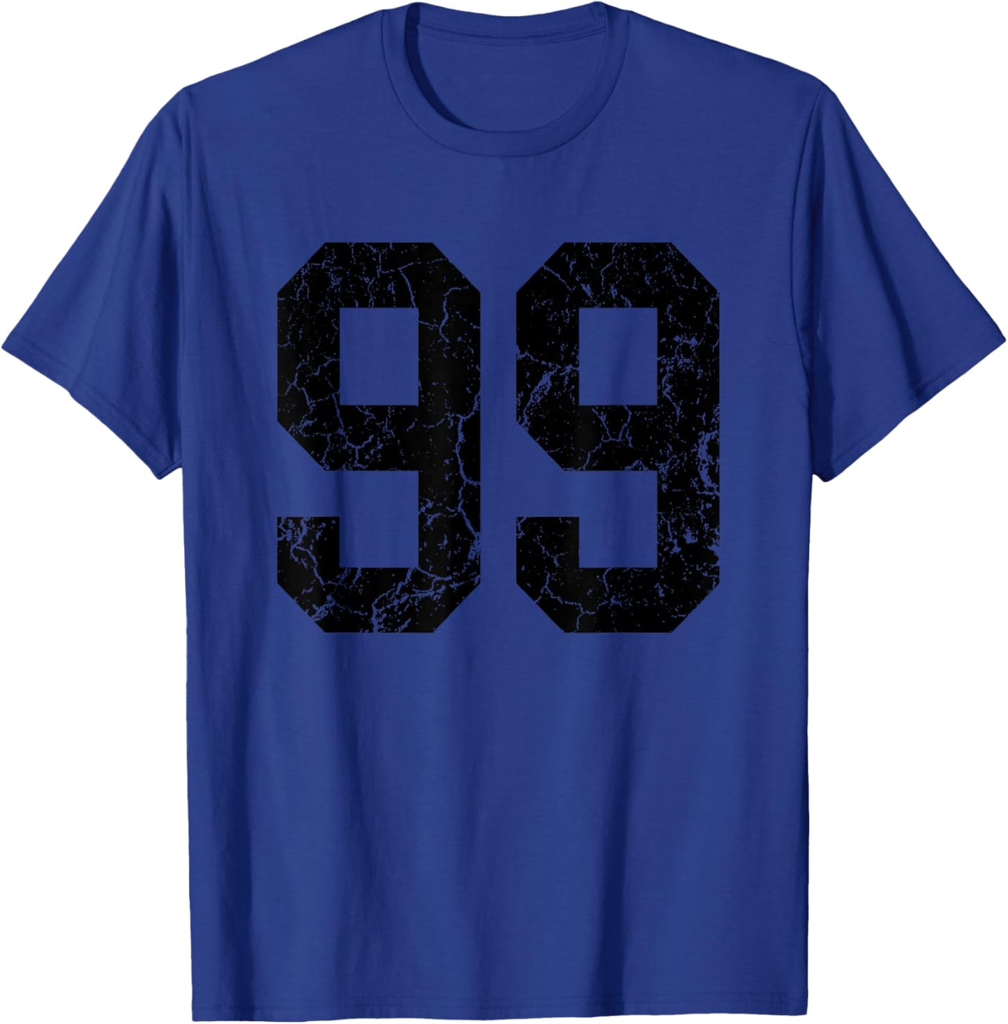 Distressed Black Number 99 Jersey Player Uniform #99 Fan T-Shirt - T-Shirt | Royal