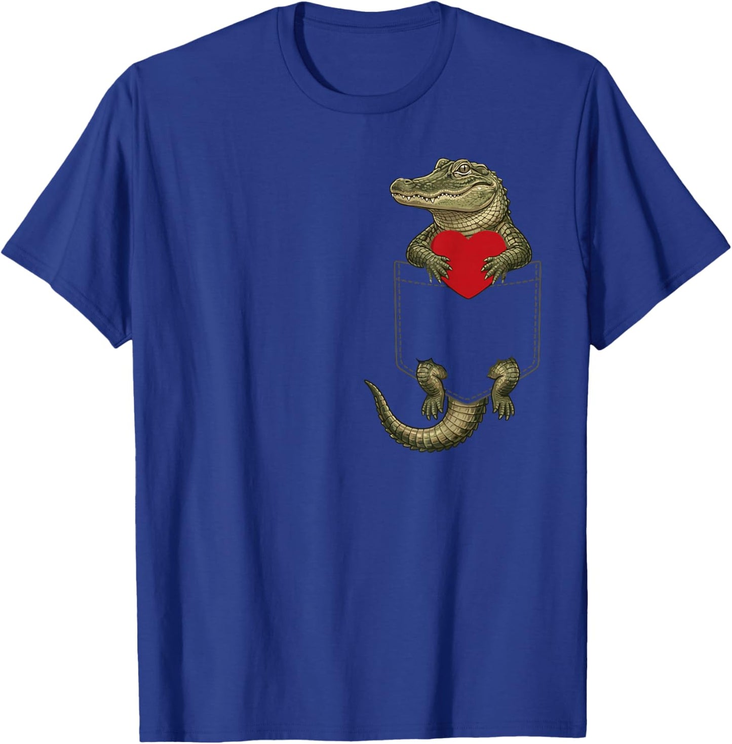 Alligator in Pocket Crocodile Lover Design Valentines T-Shirt - T-Shirt | Royal