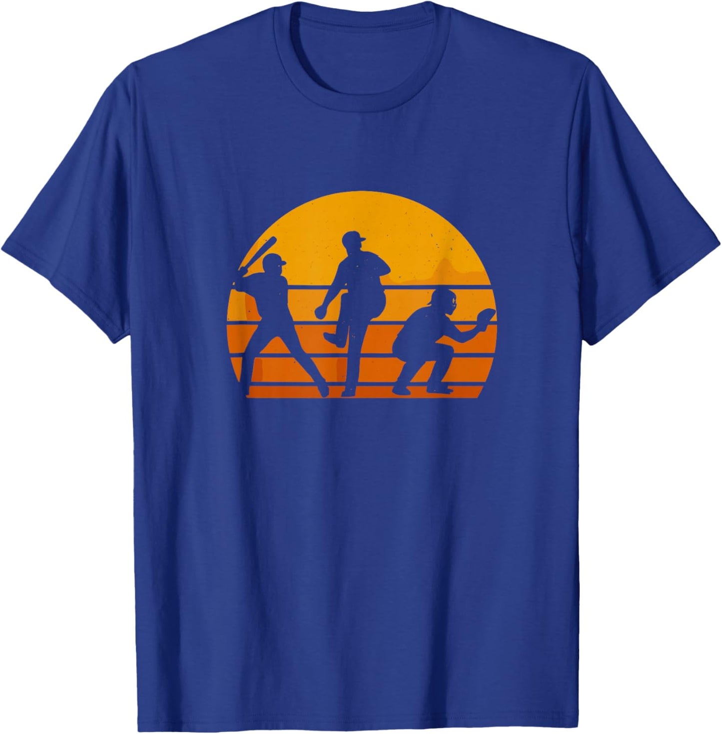 Baseball Sunset Silhouette Players Men Women Kids T-Shirt - T-Shirt | Royal