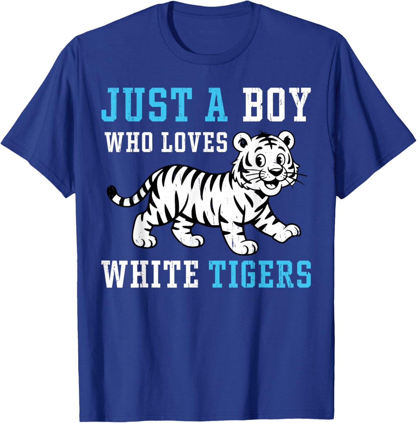 Just A Boy Who Loves White Tigers Big Cat Lover T-Shirt - T-Shirt | Royal