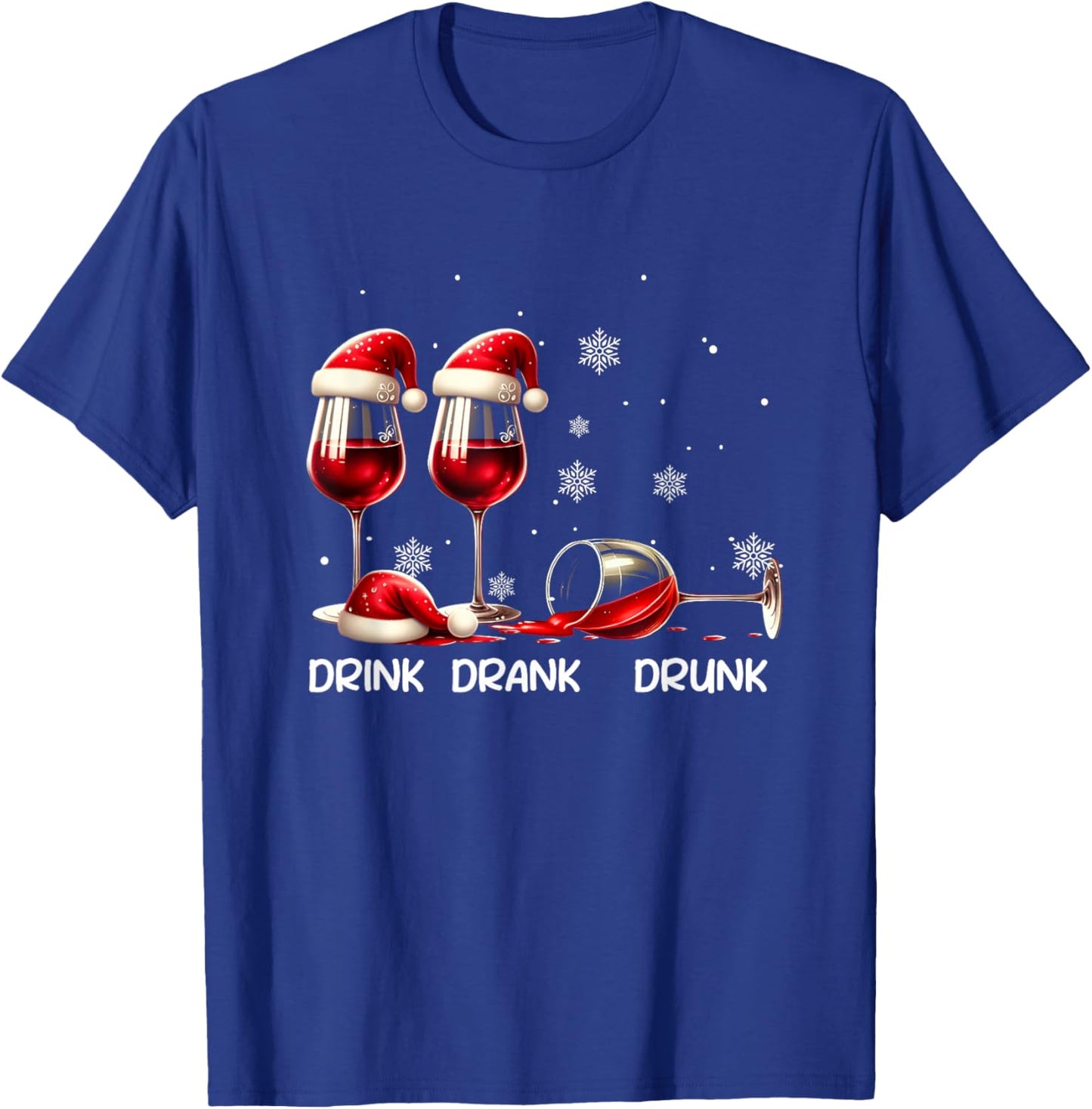 Red Santa Wine Lover Glass Drinking Drank Drunk Funny Drink T-Shirt - T-Shirt | Royal