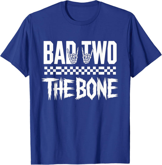 Bad Two The Bone Birthday 2 Years Old Kids Bday Party T-Shirt - T-Shirt | Royal