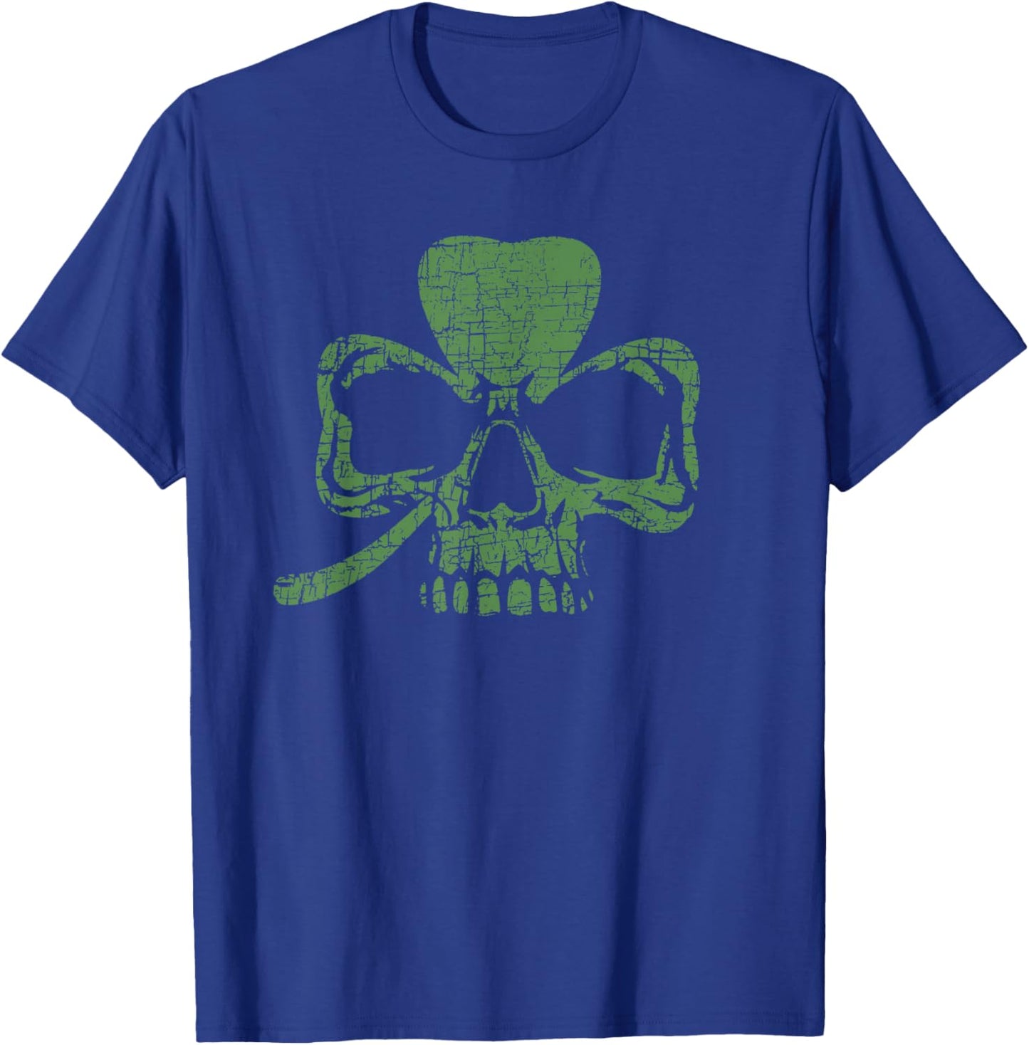 Shamrock and Skull St Patrick's Skeleton Clovers Bold Rock T-Shirt - T-Shirt | Royal