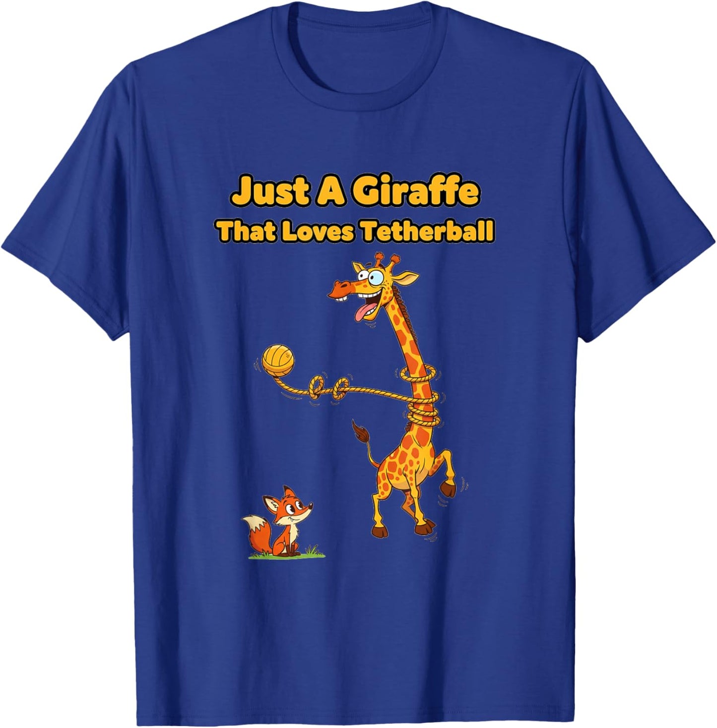 Just A Giraffe That Loves Tetherball Funny Zoo Animals T-Shirt - T-Shirt | Royal