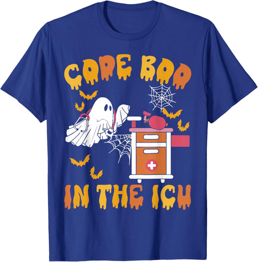Code Boo in The ICU Ghost Nurse Halloween Spooky Season T-Shirt - T-Shirt | Royal