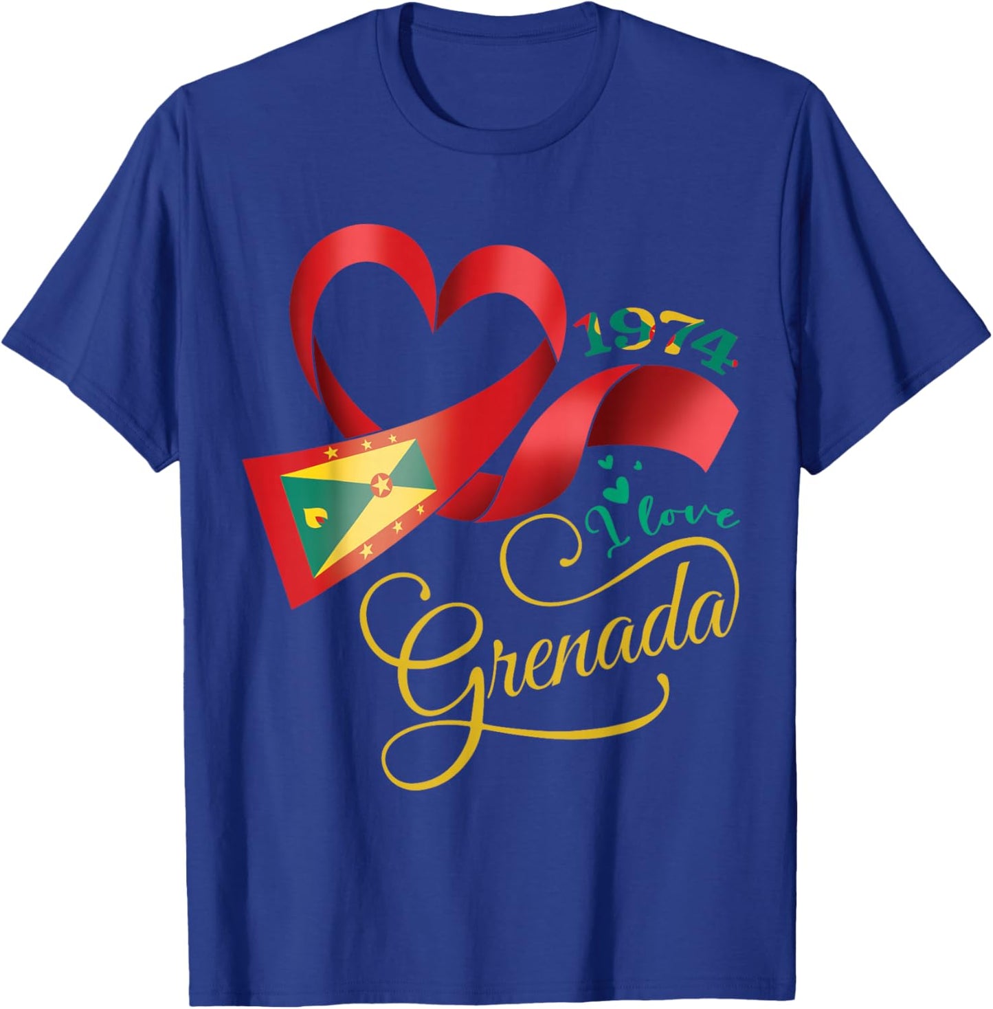 I Love 1974 Grenada Grenadian Independence Grenada Day T-Shirt - T-Shirt | Royal