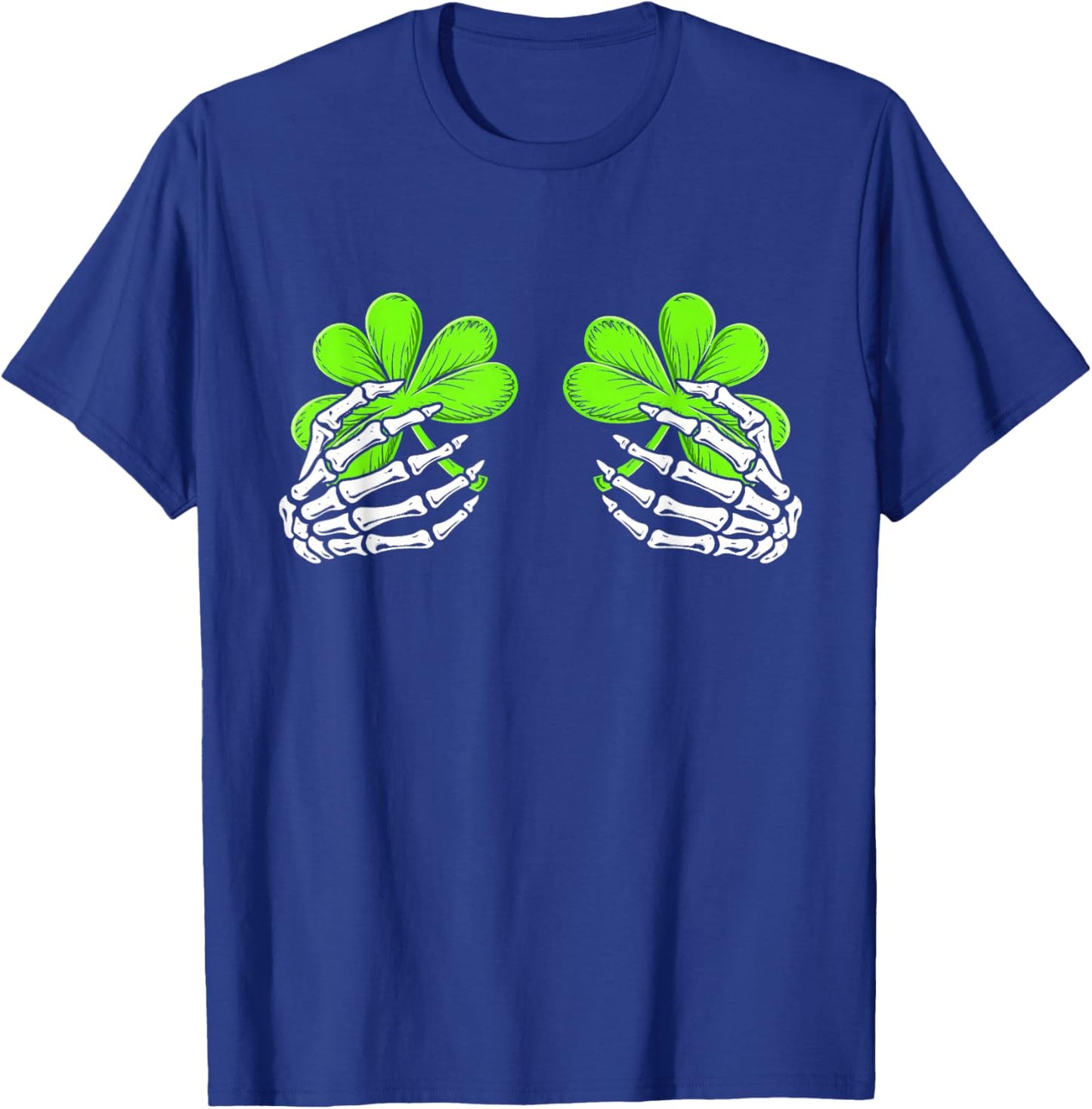 Skeleton Hands with Lucky Shamrock Funny Patrick's Day Women T-Shirt - T-Shirt | Royal