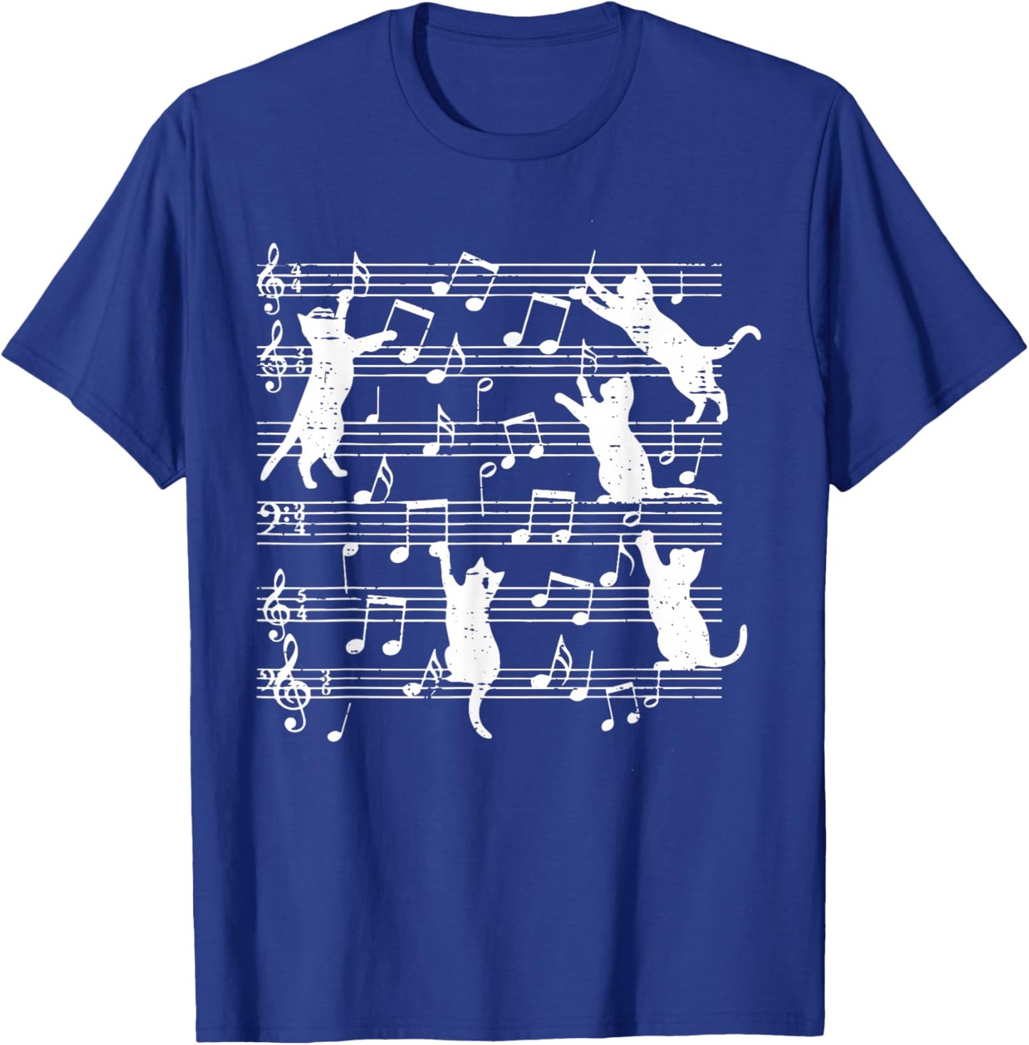 Cats Playing Music Notes Funny Kitten Musician Women Men Kid T-Shirt - T-Shirt | Royal