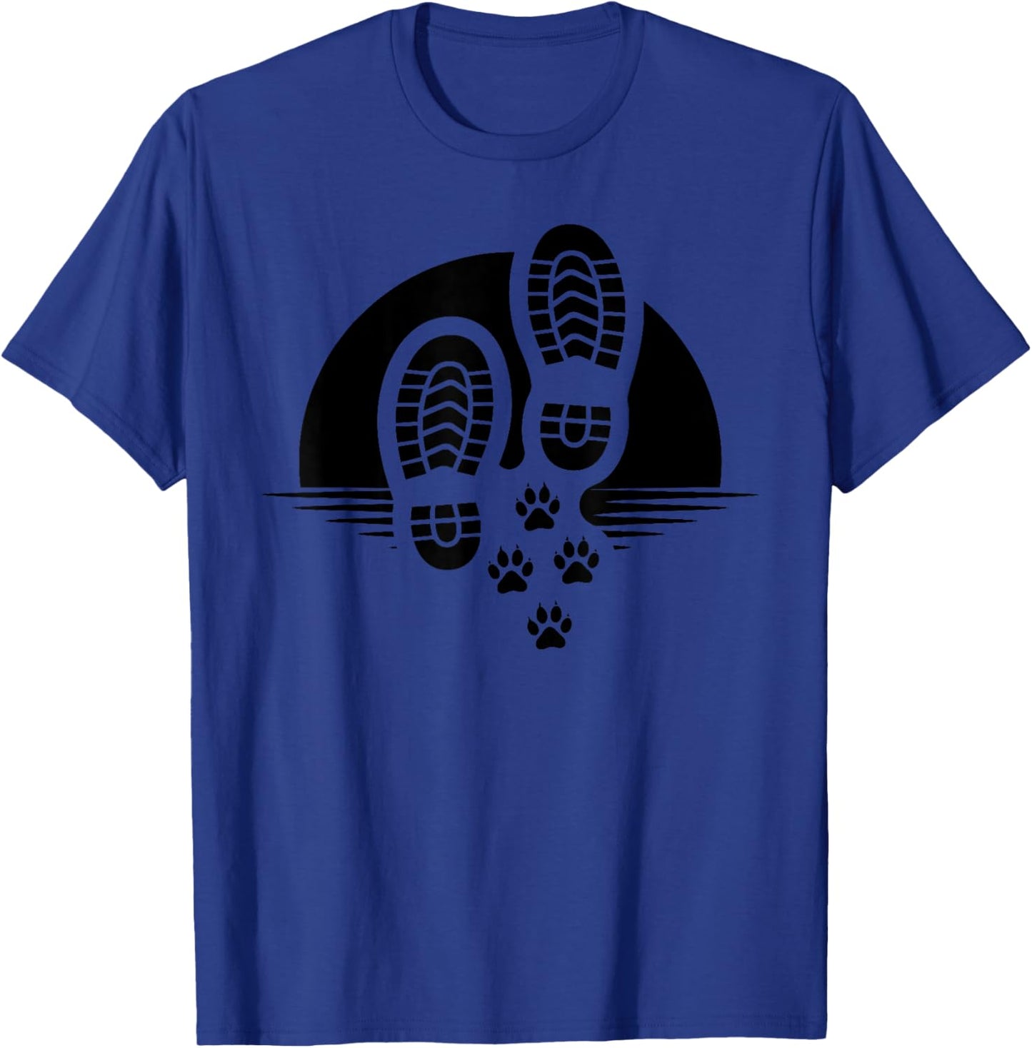 Hiking with My Dog Sunset Mountain Adventure with Dogs Paw T-Shirt - T-Shirt | Royal