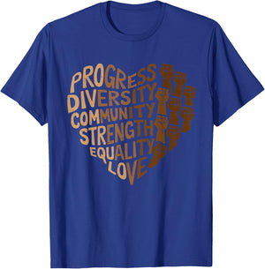 Progress Diversity Equity Black History Melanin Girls T-Shirt - T-Shirt | Royal