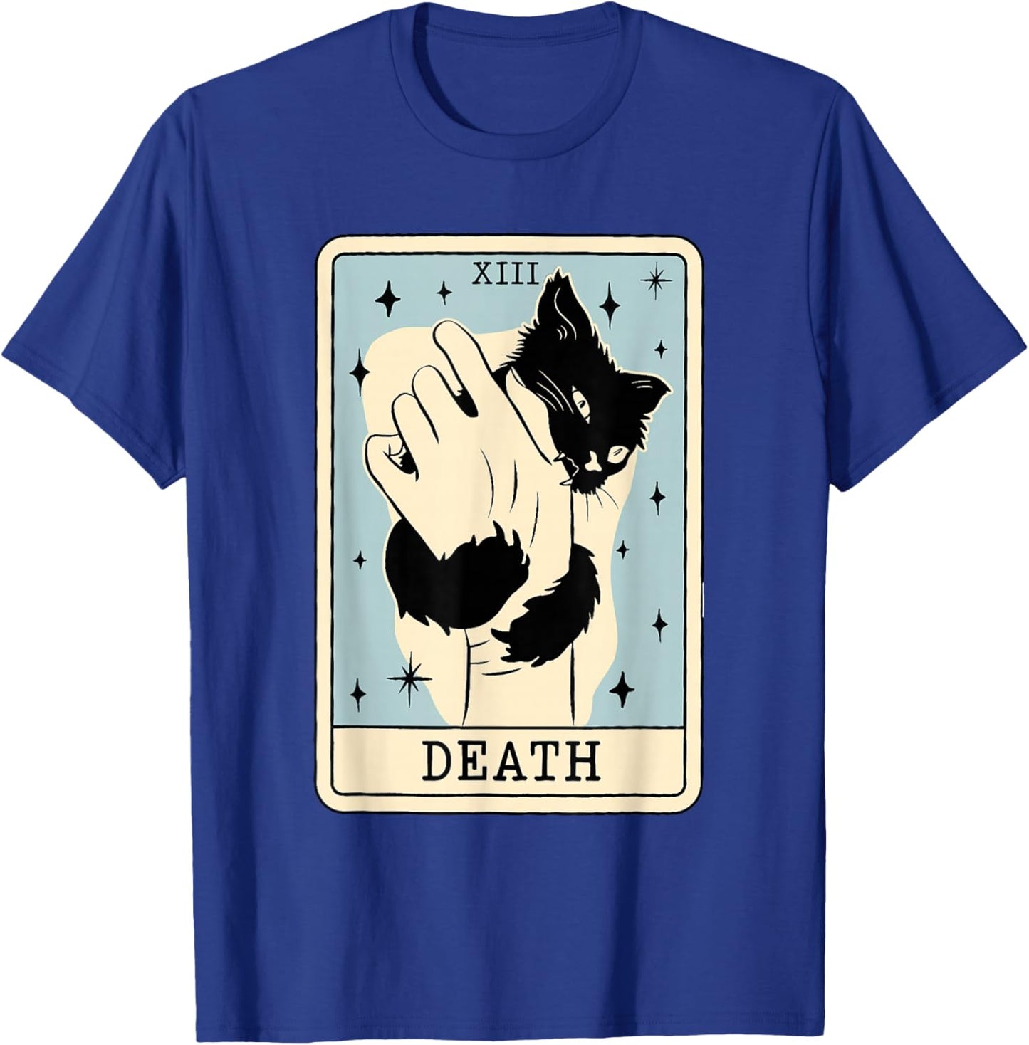 Black Cat Tarot Death Halloween Witchy Cat Lover Men Women T-Shirt - T-Shirt | Royal