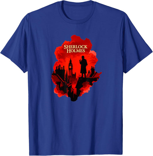 Sherlock Holmes London Silhouette Detective Art Design T-Shirt - T-Shirt | Royal