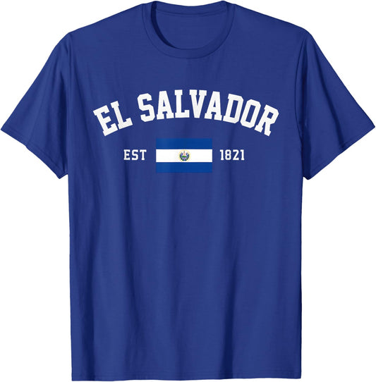 El Salvador EST 1821 Flag T-Shirt - T-Shirt | Royal