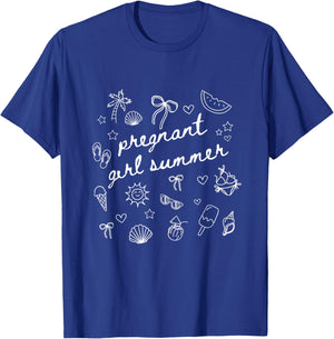 Pregnant Girl Summer Funny Baby Announcement T-Shirt - T-Shirt | Royal