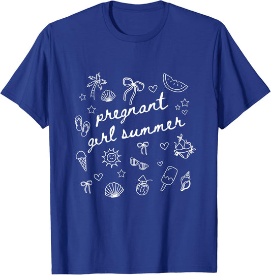 Pregnant Girl Summer Funny Baby Announcement T-Shirt - T-Shirt | Royal