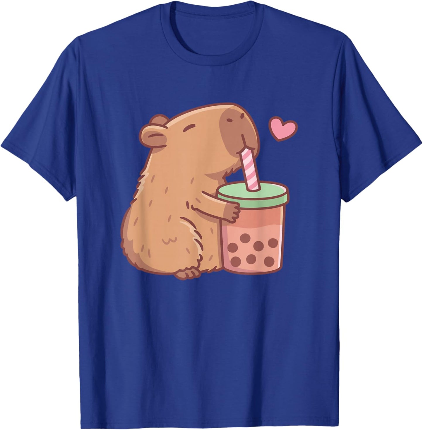 Cute Boba Capybara Drinking Bubble Tea Funny Animal Kids T-Shirt - T-Shirt | Royal