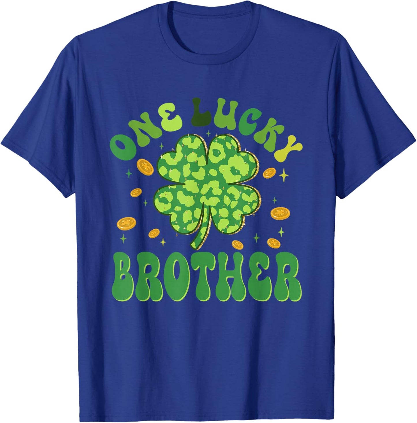 St Patricks Day Family Matching Groovy One Lucky Brother T-Shirt - T-Shirt | Royal