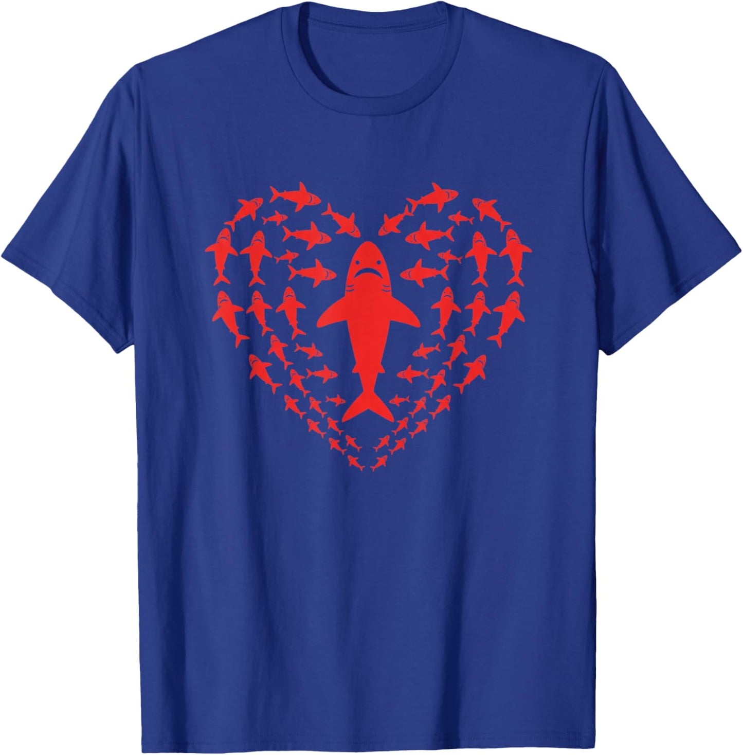 Shark Heart Kids Sea Creature Valentine Graphic T-Shirt - T-Shirt | Royal