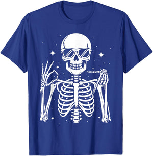 Six Seven 6 7 Meme Gen Alpha Halloween Skeleton Hands Sign T-Shirt - T-Shirt | Royal