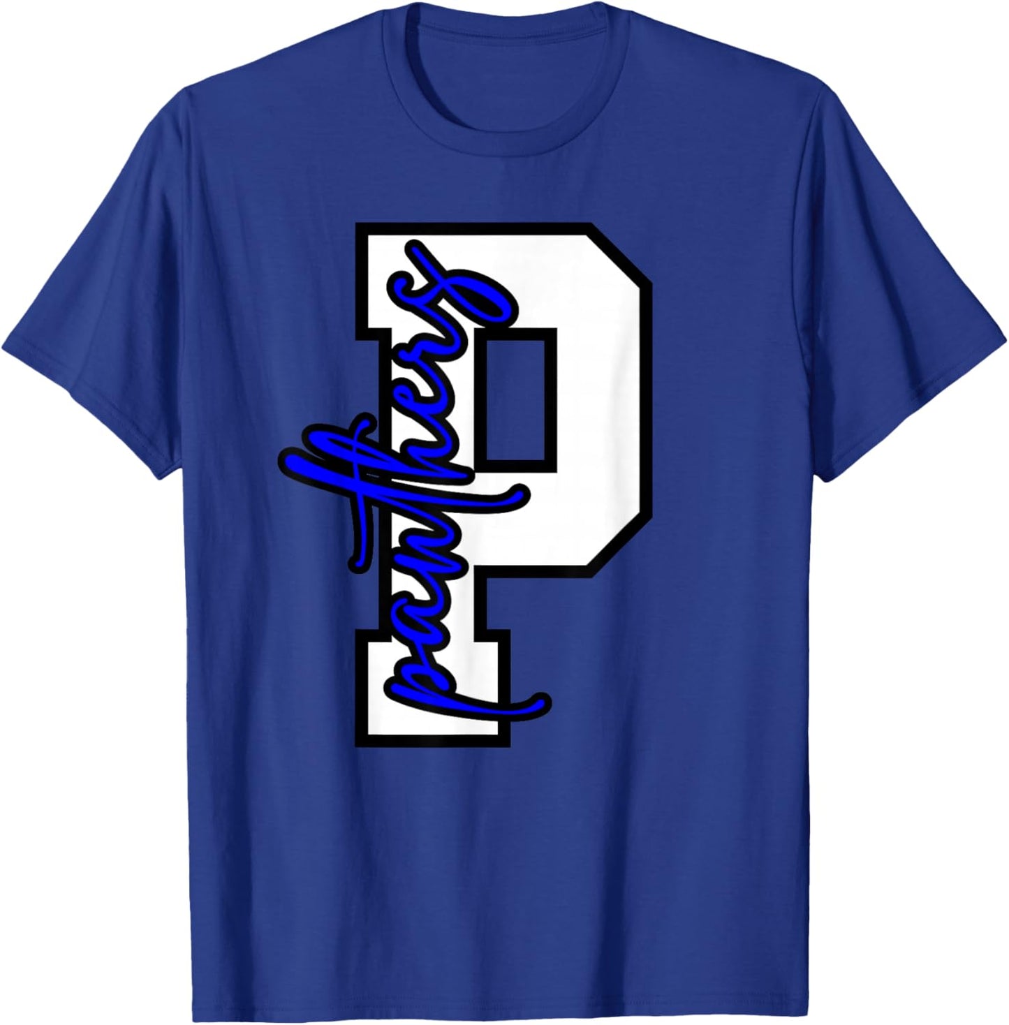 Panthers Varsity Letter School Spirit Blue Panther Pride T-Shirt - T-Shirt | Royal
