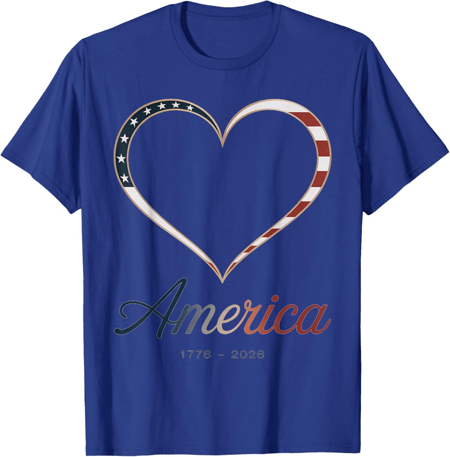 Flag Heart 1776 2026 July 4th 250th Birthday T-Shirt - T-Shirt | Royal