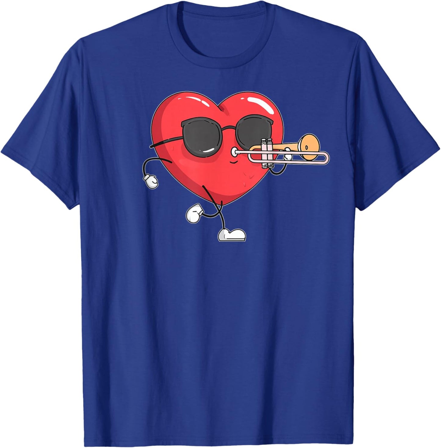 Trombone Heart Player Trombonist Valentine's Day Sunglasses T-Shirt - T-Shirt | Royal