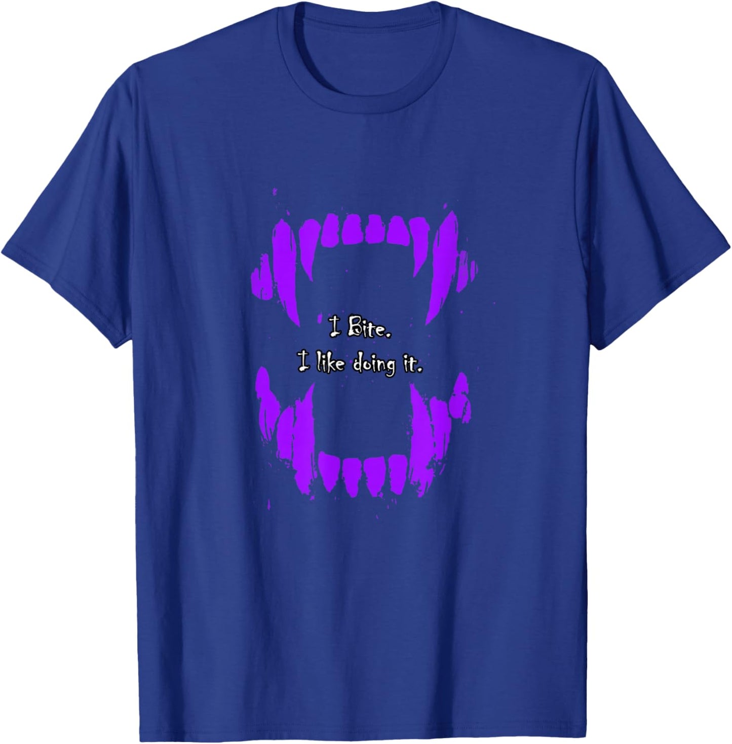 Purple Color I Bite, I Like Doing It Purple Graphic T-Shirt - T-Shirt | Royal