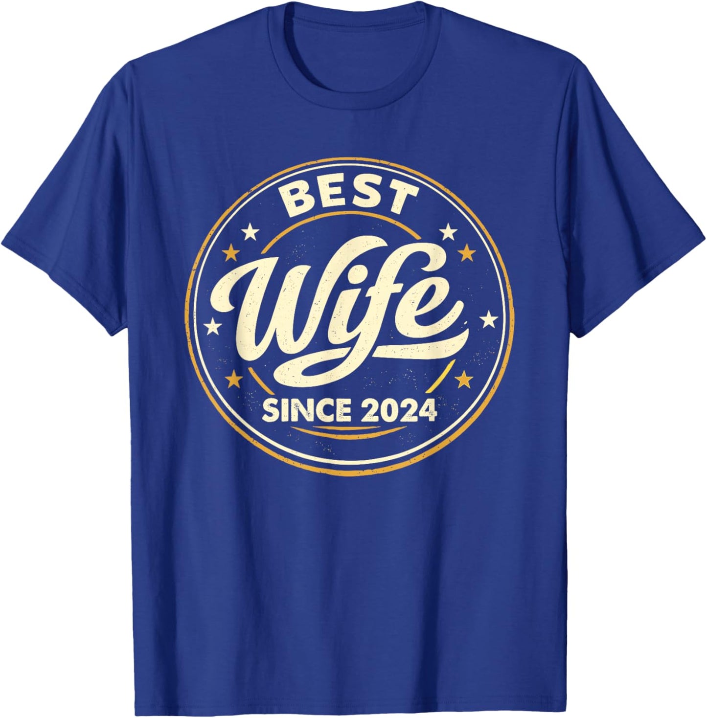 Vintage Badge Best Wife Since 2024 2nd Wedding Anniversary T-Shirt - T-Shirt | Royal