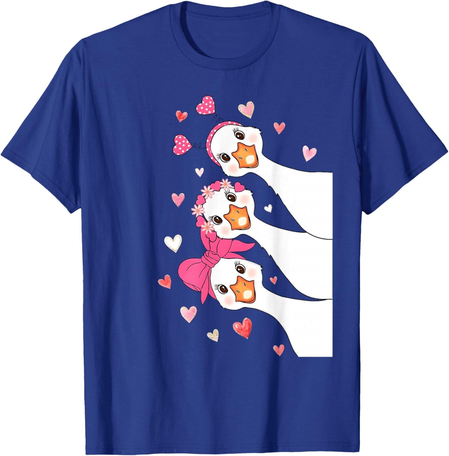 Funny Valentine Goose Cute Hearts Girl Women Kid T-Shirt - T-Shirt | Royal