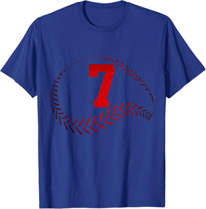 Number 7 Years Baseball 7TH Birthday T-Shirt - T-Shirt | Royal