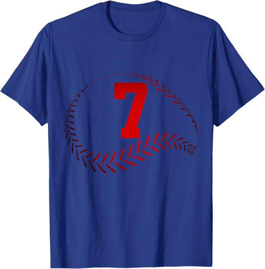 Number 7 Years Baseball 7TH Birthday T-Shirt - T-Shirt | Royal