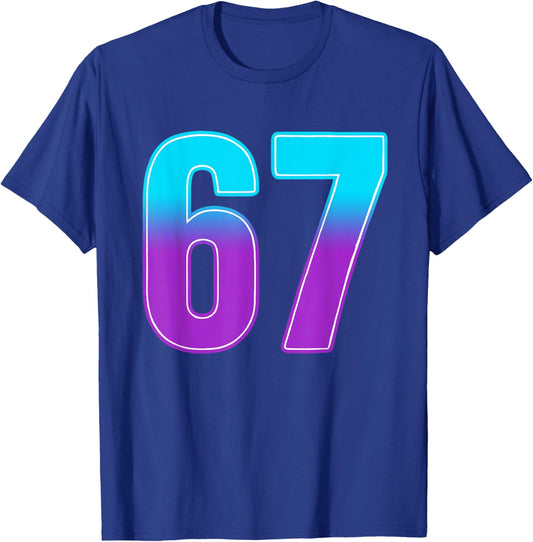 Number 67 Numbered Uniform Sports Jersey Team 67th Birthday T-Shirt - T-Shirt | Royal
