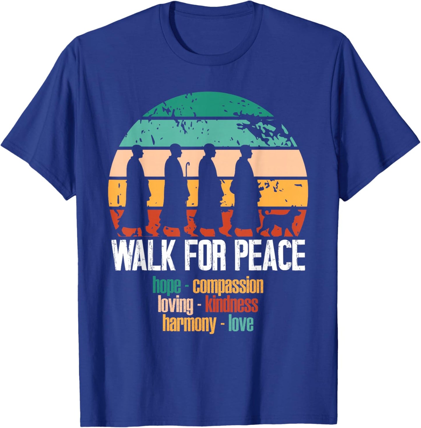 Peace Walking Monks, Aloka Dog Peaceful Path Journey Gifts T-Shirt - T-Shirt | Royal