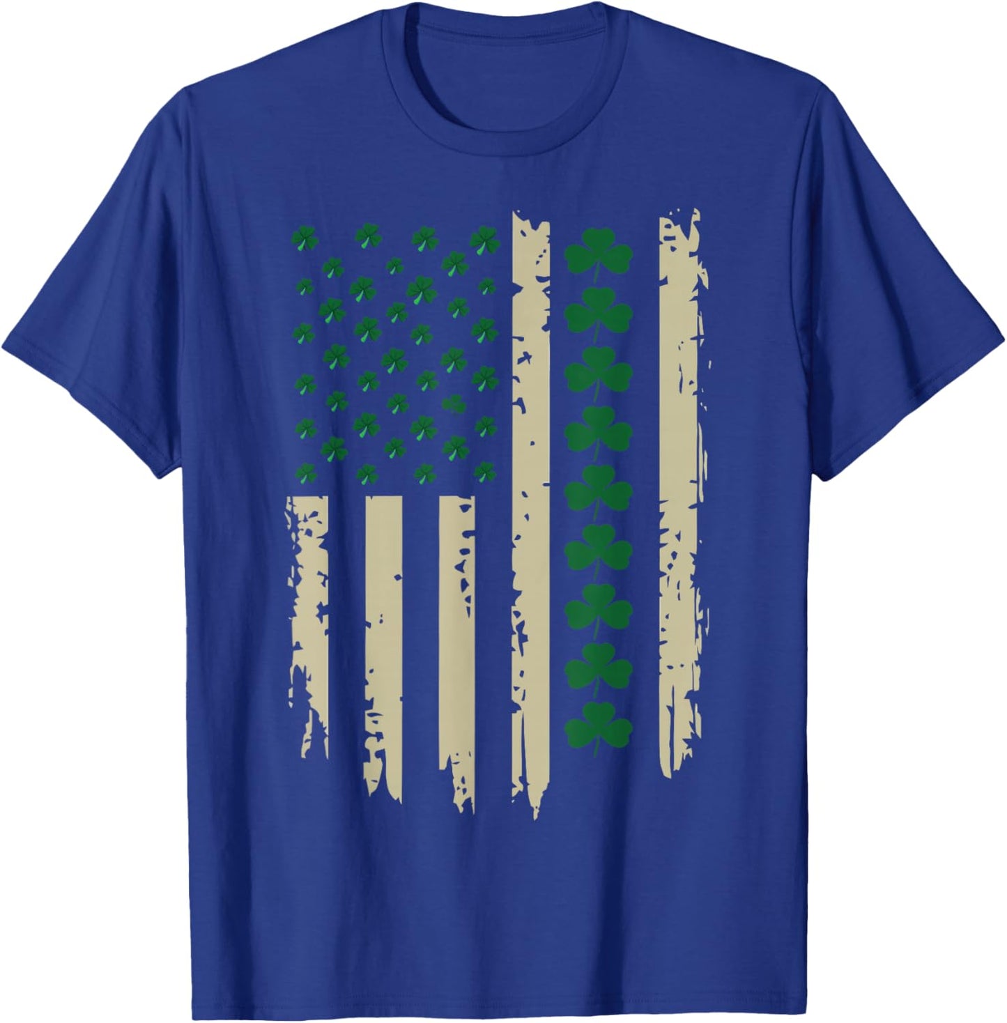 US American Shamrock Flag for St Patricks Day Funny T-Shirt - T-Shirt | Royal