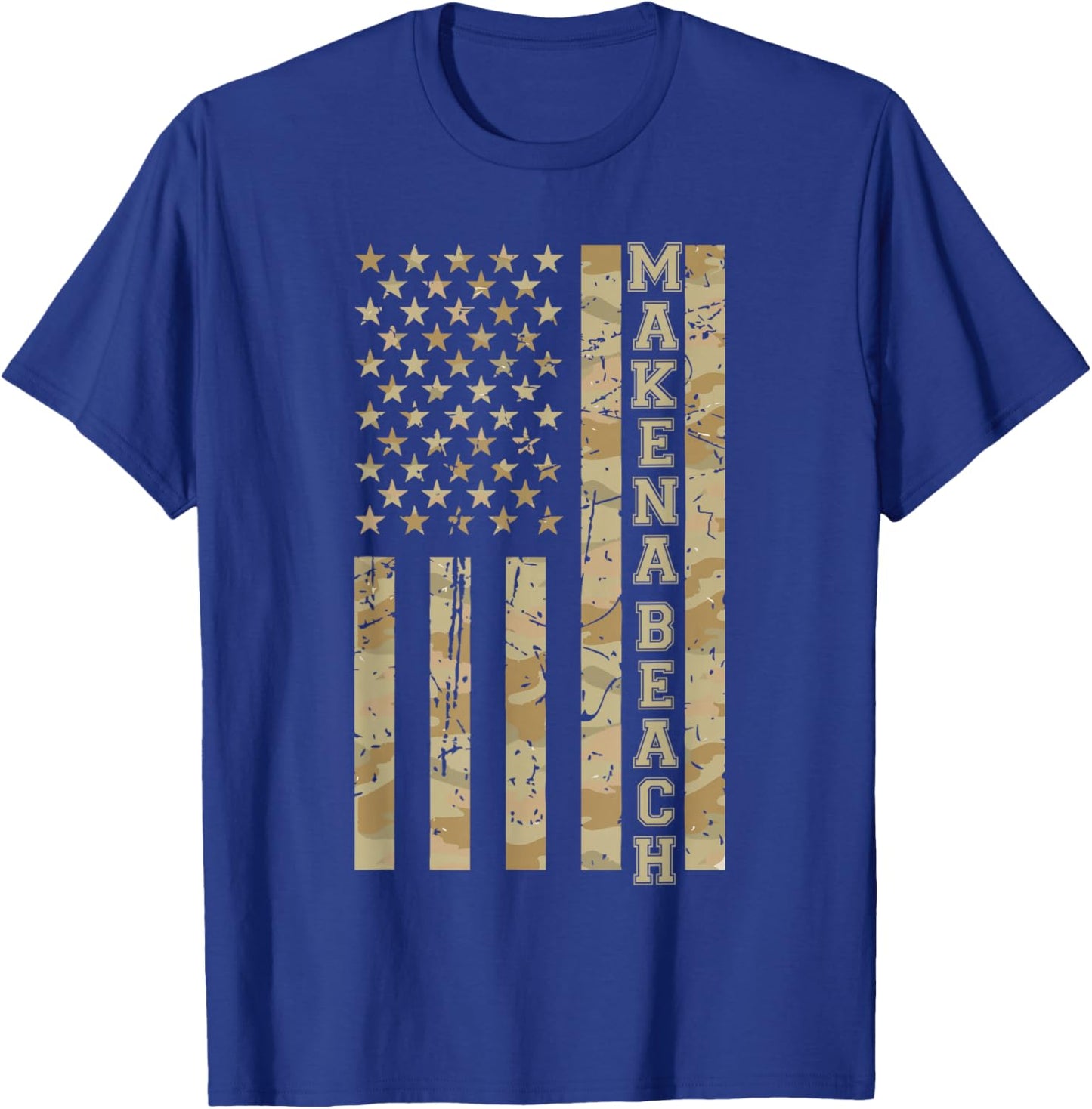 Makena Beach Hawaii Beach Desert Camo Distressed American T-Shirt - T-Shirt | Royal